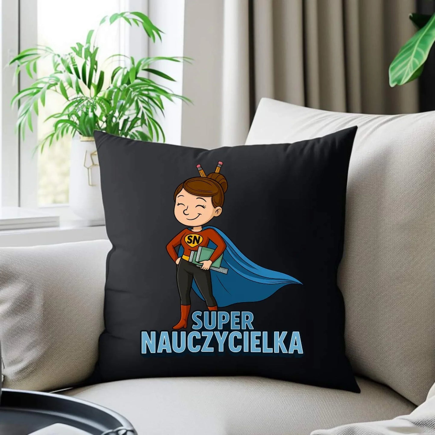 Super Nauczycielka | Poduszka dekoracyjna prezent dla nauczycielki N08 - StoryCups.pl