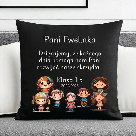 Podziękowanie od uczniów | Poduszka dekoracyjna prezent dla nauczyciela N09 - StoryCups.pl