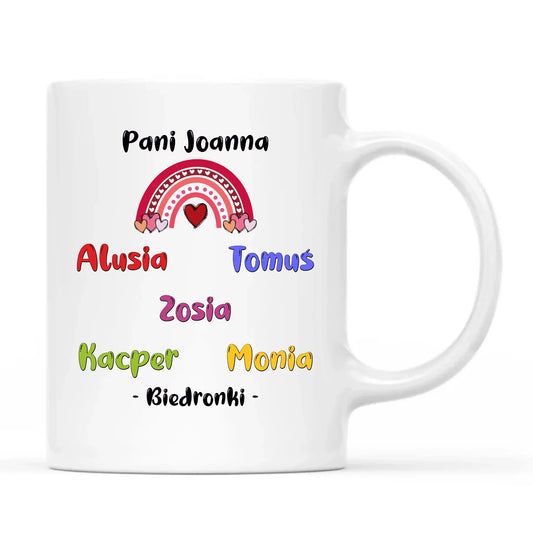 Trzeba mieć wielkie serce imiona dzieci 1-25 | Kubek dla nauczycielki N14 - StoryCups.pl