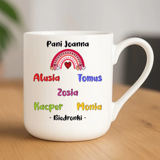 Trzeba mieć wielkie serce imiona dzieci 1-25 | Kubek elegant dla nauczycielki N14 - StoryCups.pl