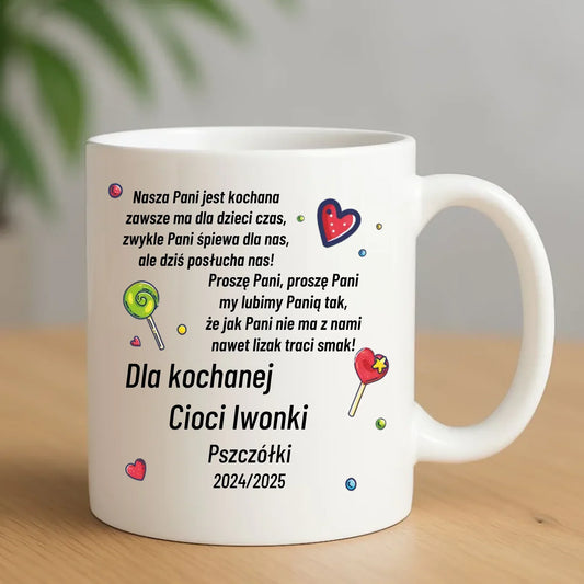 Kubek z wierszykiem dla przedszkolanki na prezent Zakończenie Przedszkola N16 - StoryCups.pl