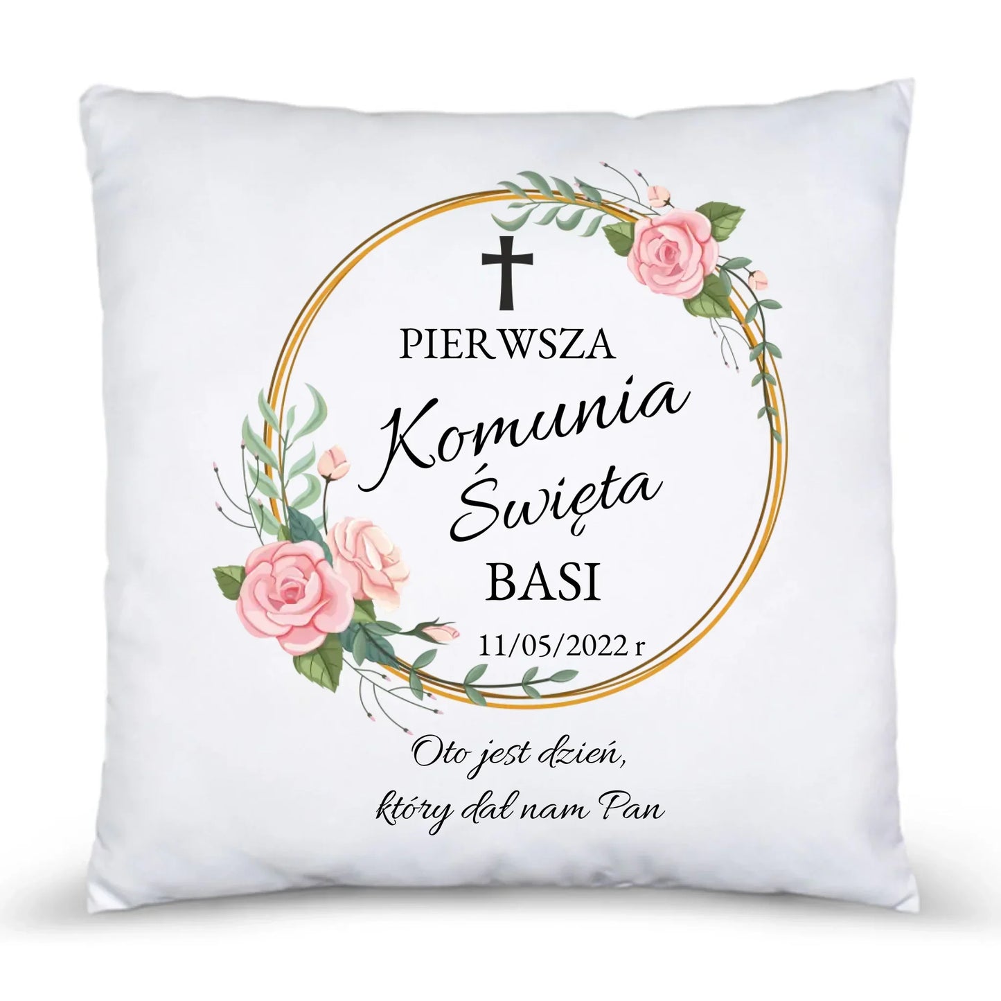 Poduszka Pierwsza Komunia Święta dla dziewczynki personalizacja PK03 - StoryCups.pl