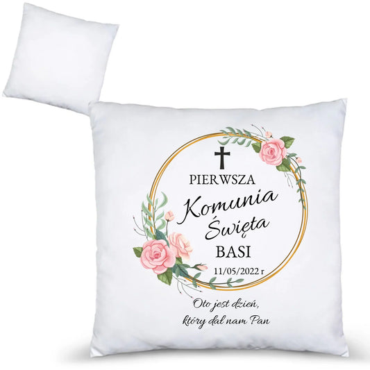 Poduszka Pierwsza Komunia Święta dla dziewczynki personalizacja PK03 - StoryCups.pl