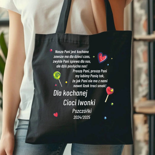 Torba z wierszykiem dla przedszkolanki na prezent Zakończenie Przedszkola N16 - StoryCups.pl