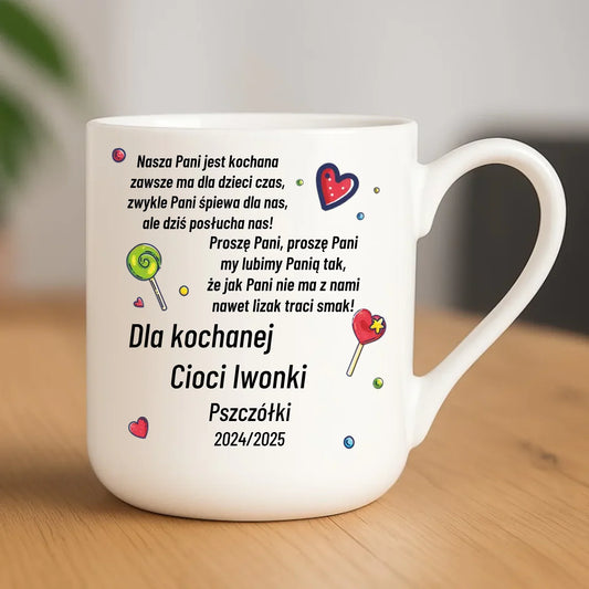 Kubek elegant z wierszykiem dla przedszkolanki na prezent Zakończenie Przedszkola N16 - StoryCups.pl