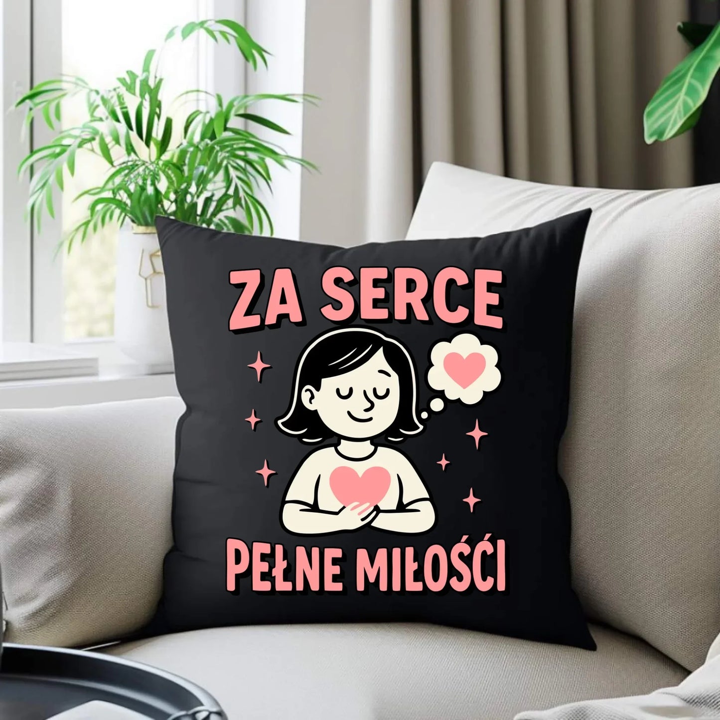 Za serce pełne miłości | Poduszka dekoracyjna dla nauczycielki na prezent N17 - StoryCups.pl