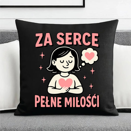 Za serce pełne miłości | Poduszka dekoracyjna dla nauczycielki na prezent N17 - StoryCups.pl