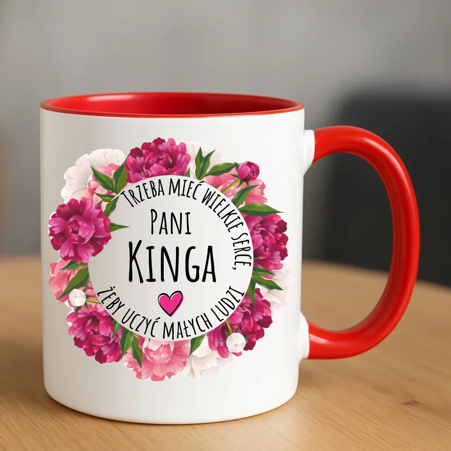 Trzeba mieć wielkie serce | Kubek z imieniem prezent dla nauczycielki N18 - StoryCups.pl