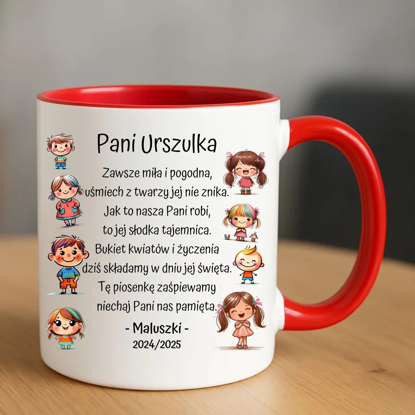 Dzieci z wierszykiem | Personalizowany kubek dla przedszkolanki na prezent N19 - StoryCups.pl