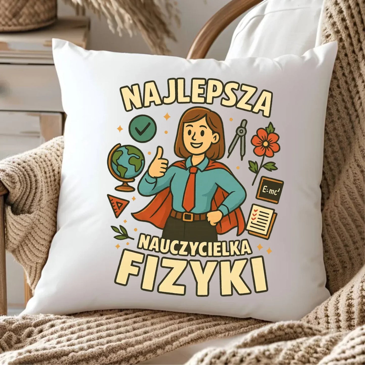 Najlepsza nauczycielka fizyki | Poduszka na prezent N23 - StoryCups.pl