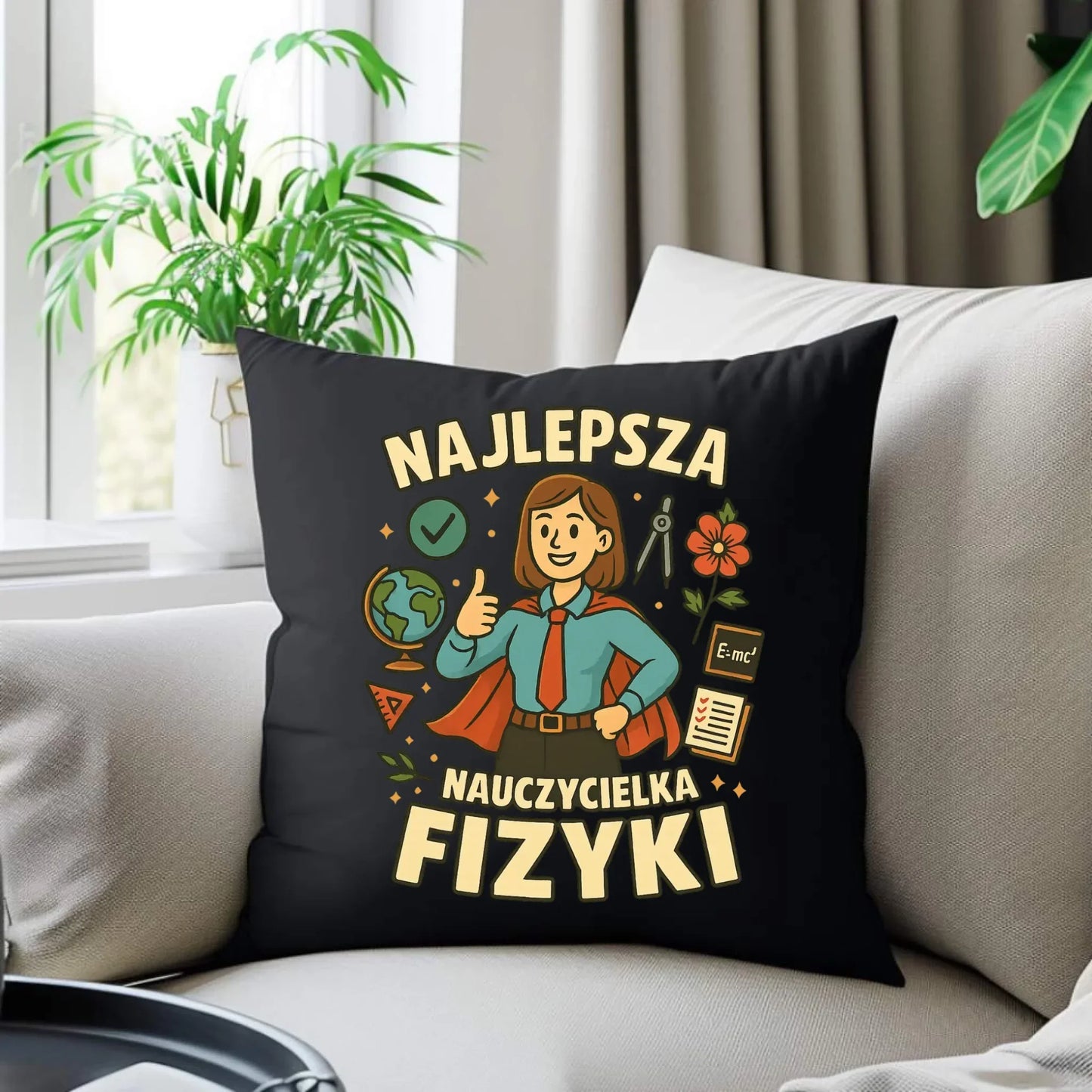 Najlepsza nauczycielka fizyki | Poduszka dekoracyjna na prezent N23 - StoryCups.pl