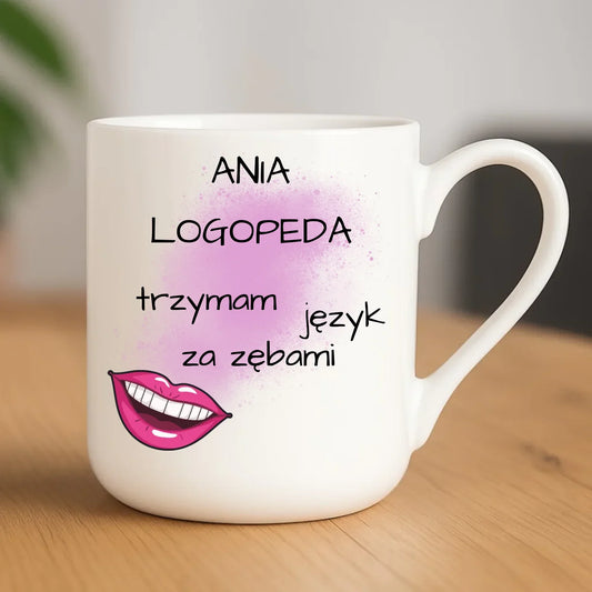 Logopeda | Kubek elegant z imieniem na prezent dla logopedy N24 - StoryCups.pl