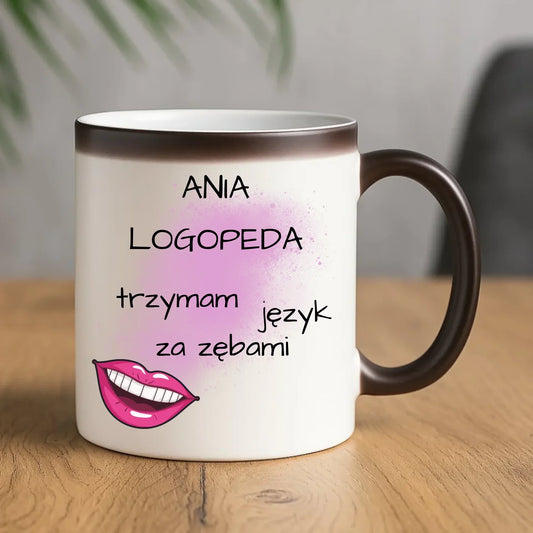 Logopeda | Kubek magiczny z imieniem na prezent dla logopedy N24 - StoryCups.pl