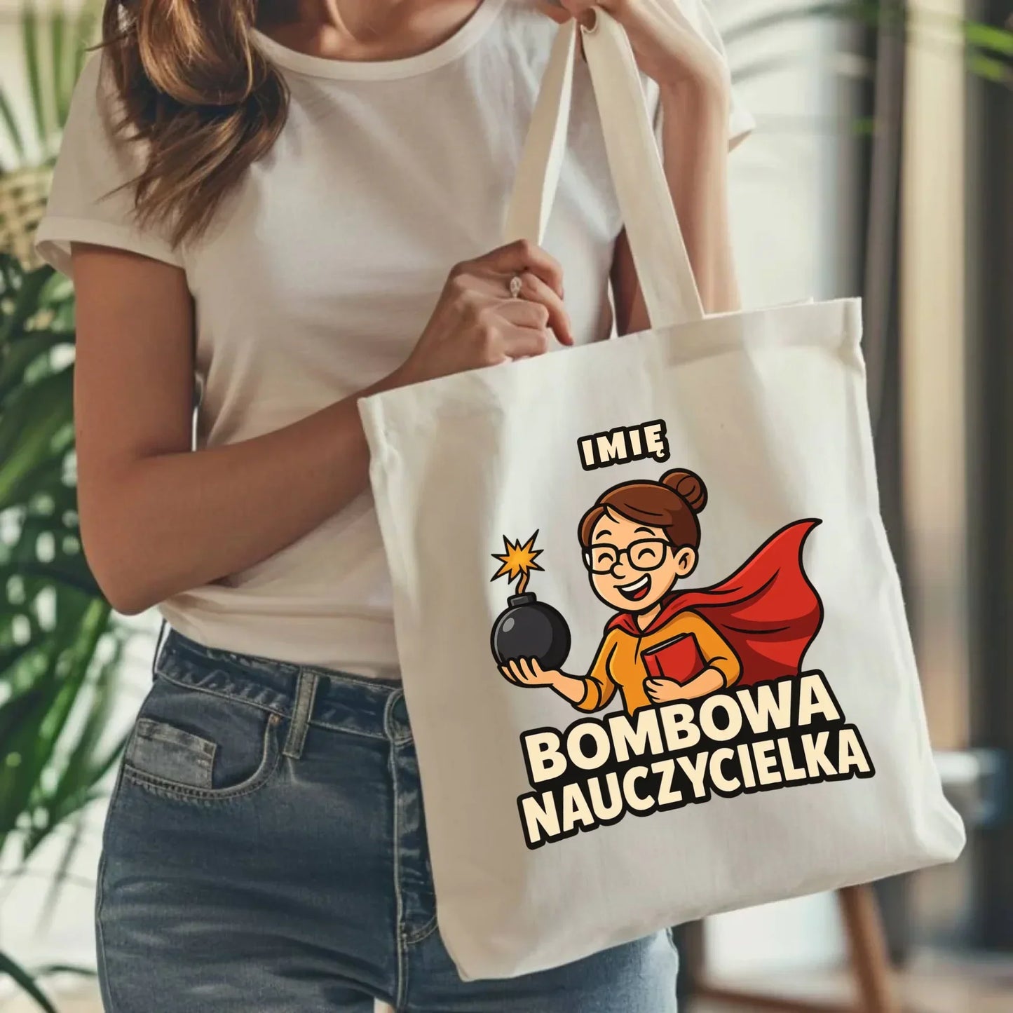 Bombowa nauczycielka | Torba z imieniem na prezent N25 - StoryCups.pl