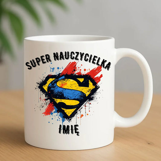 Super nauczycielka | Kubek z imieniem na prezent dla nauczycielki N27 - StoryCups.pl