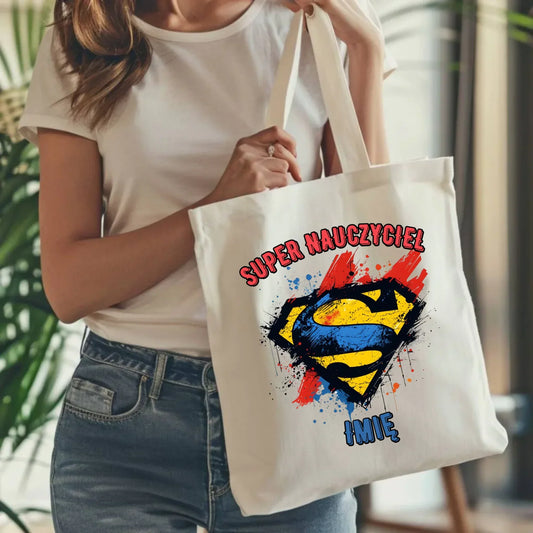 Super nauczyciel | Torba z imieniem na prezent dla nauczyciela N28 - StoryCups.pl