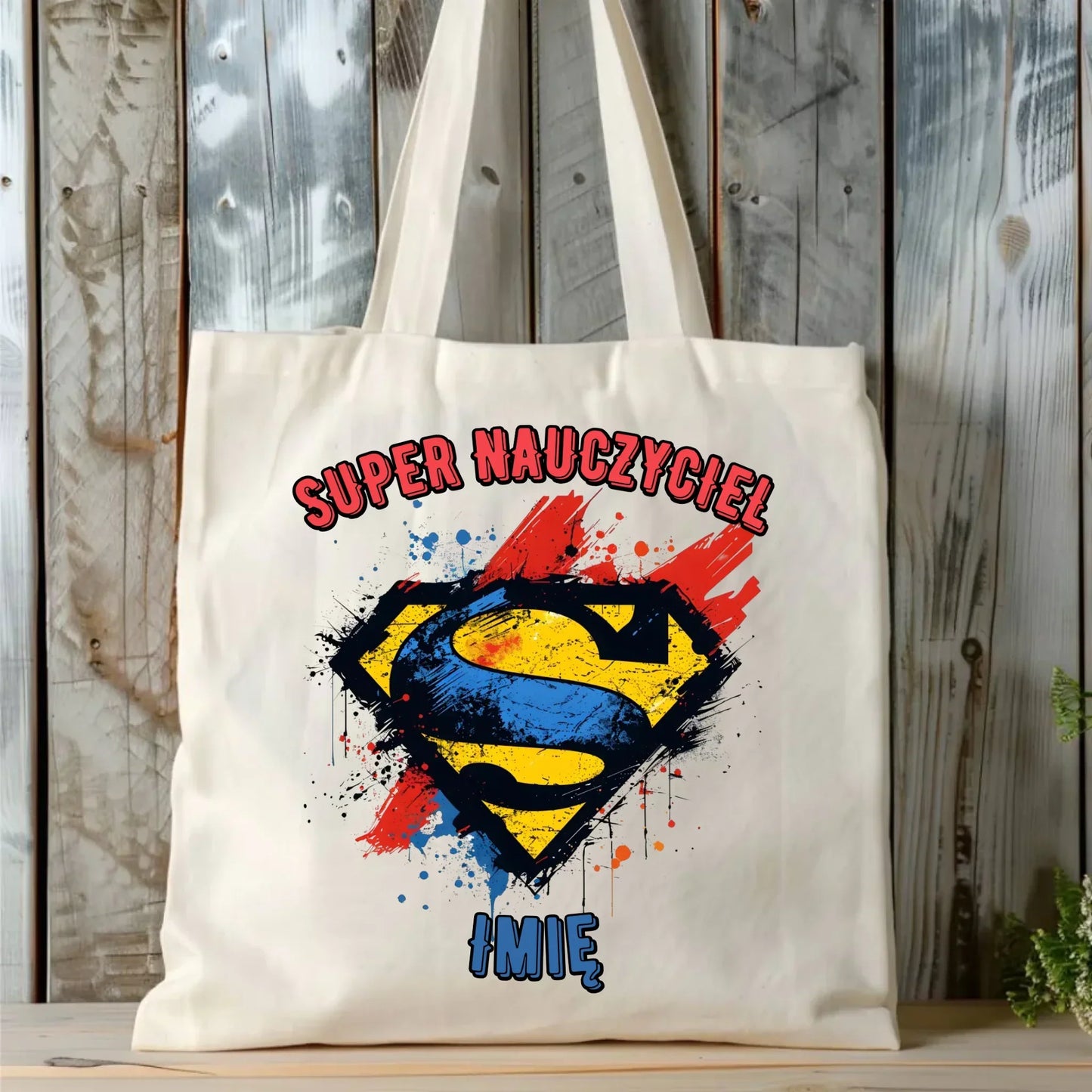 Super nauczyciel | Torba z imieniem na prezent dla nauczyciela N28 - StoryCups.pl
