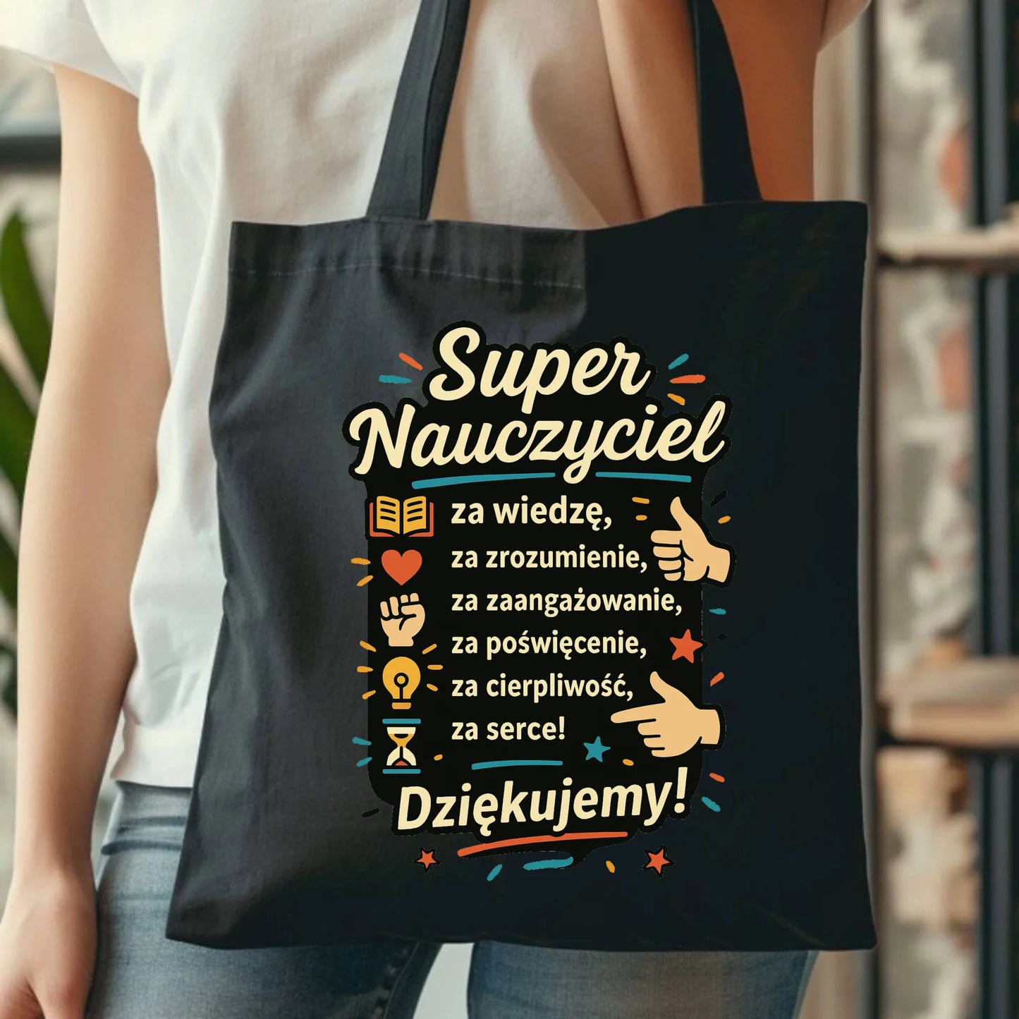 Bawełniana torba prezent dla nauczyciela NAUCZYCIEL WYCHOWAWCA PRZEDSZKOLANKA