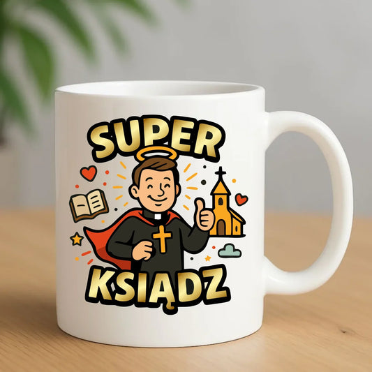 Super ksiądz | Kubek prezent dla księdza N37 - StoryCups.pl