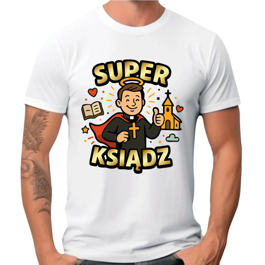 Super ksiądz | Koszulka męska prezent dla księdza N37 - StoryCups.pl