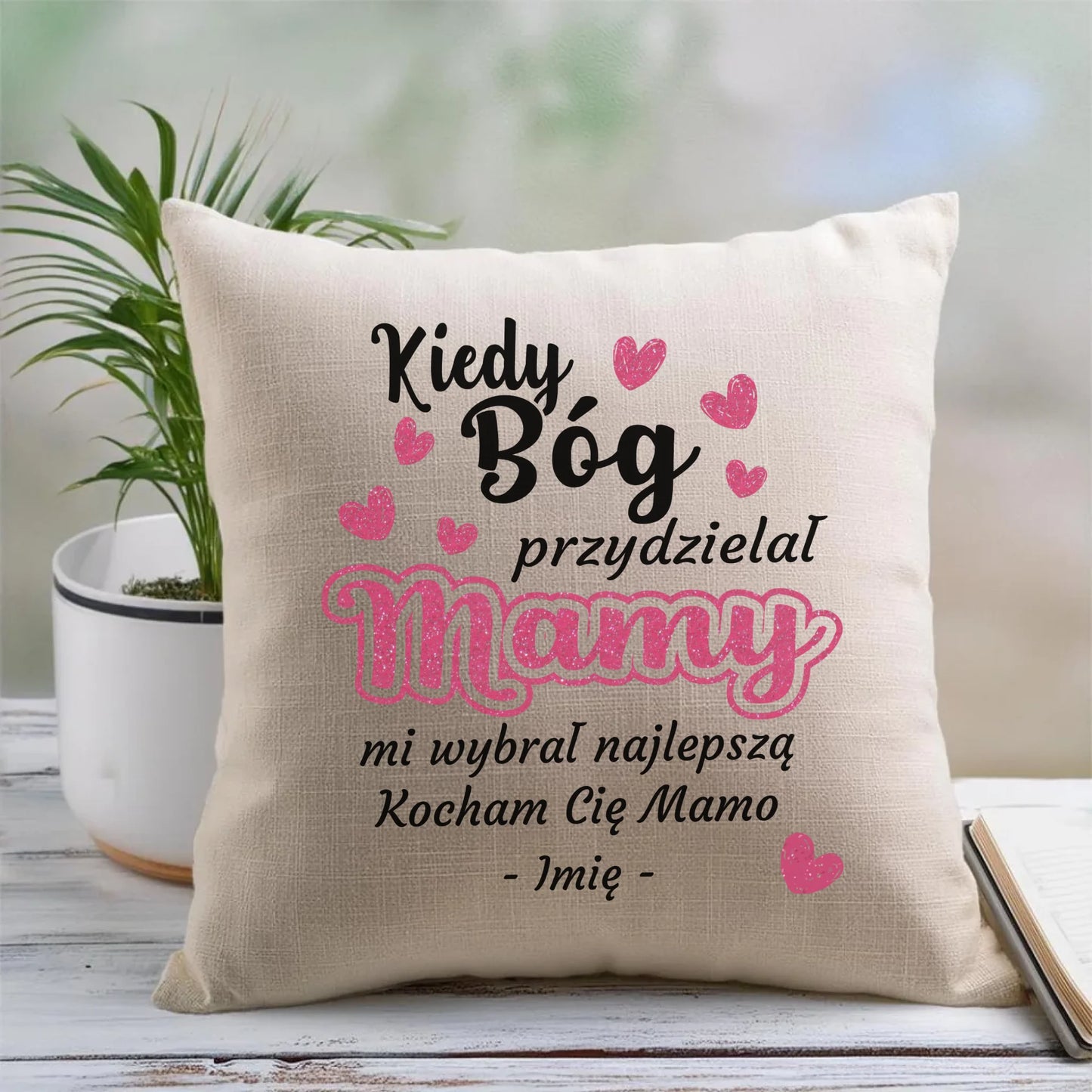 Lniana poduszka dla mamy prezent na Dzień Mamy