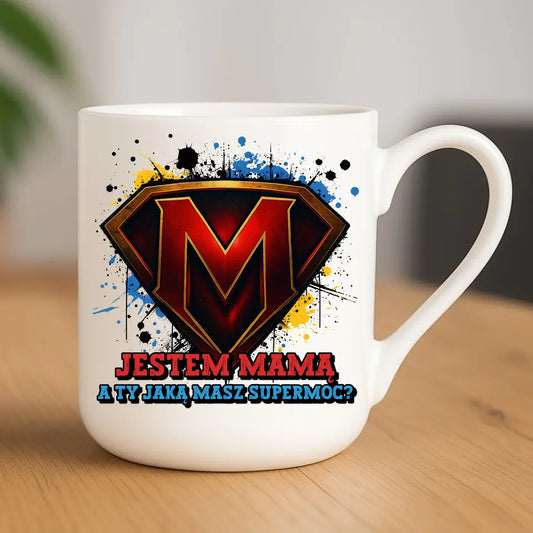 Jestem mamą, a Ty jaką masz super moc? | Kubek elegant prezent dla mamy DM04 - StoryCups.pl