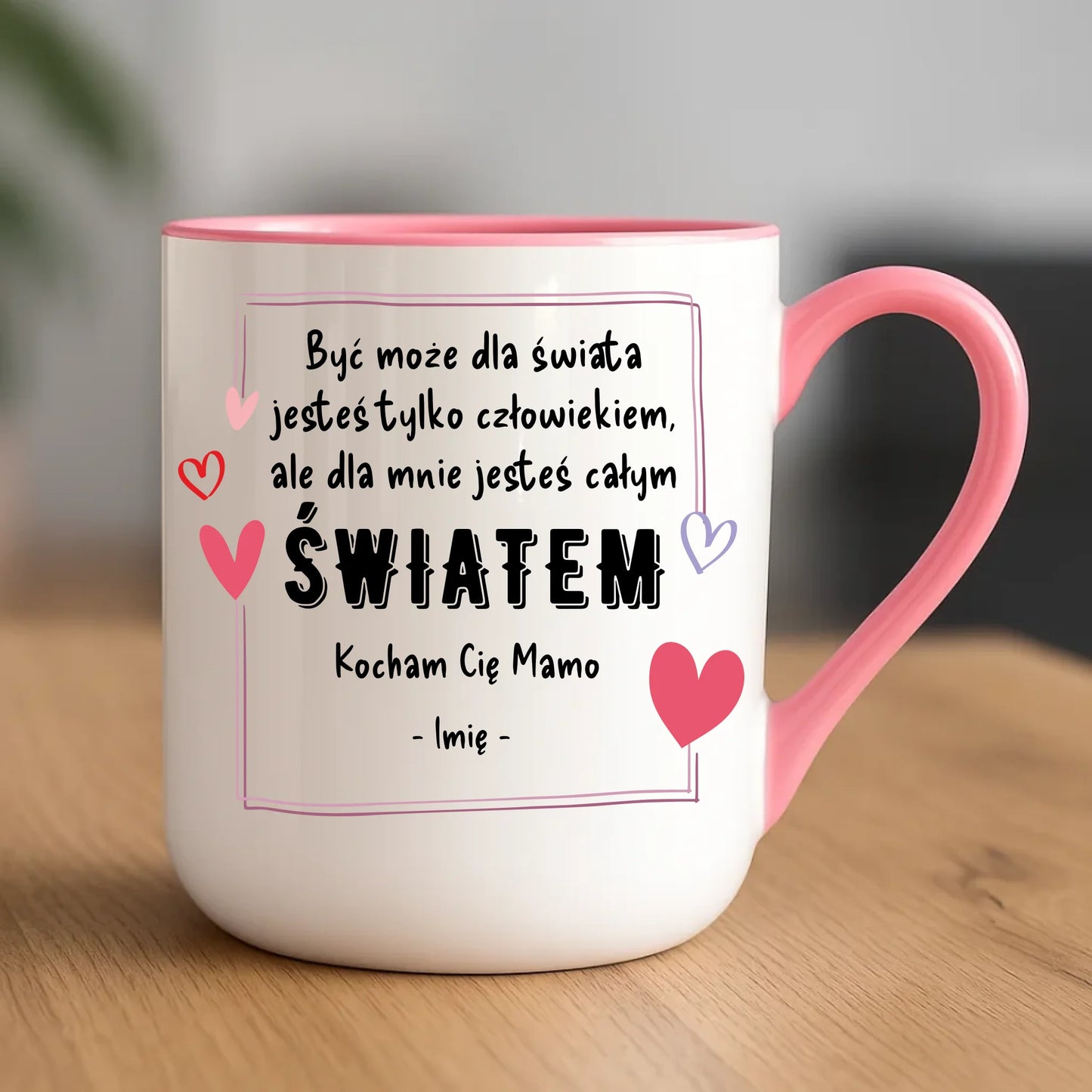 Personalizowany kubek dla mamy upominek na Dzień Mamy - różowy