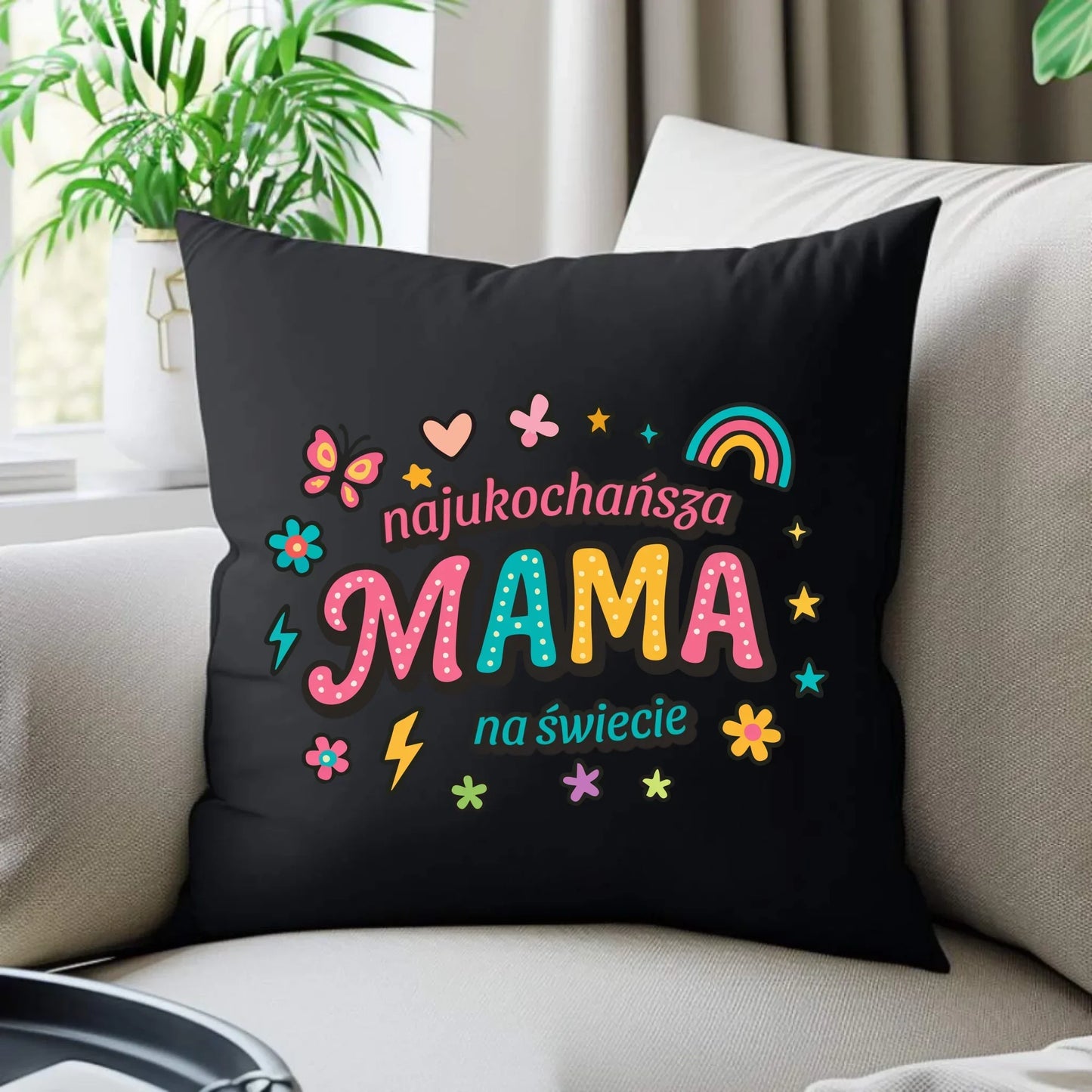 Najukochańsza mama na świecie | Poduszka dekoracyjna prezent dla mamy DM03 - StoryCups.pl