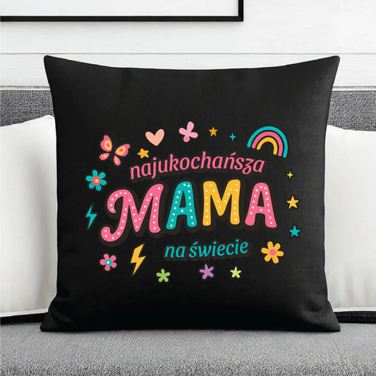 Najukochańsza mama na świecie | Poduszka dekoracyjna prezent dla mamy DM03 - StoryCups.pl