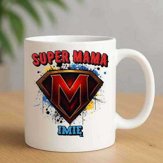 Super mama imię | Kubek prezent na Dzień Matki DM07 - StoryCups.pl