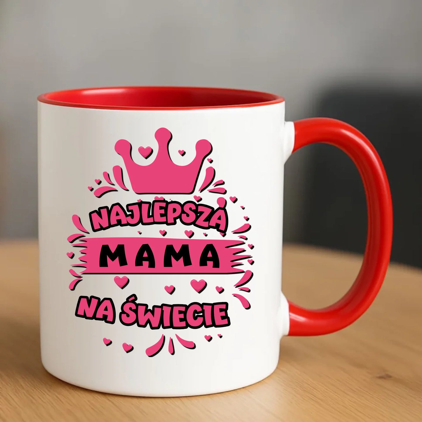 Personalizowany kubek dla mamy upominek na Dzień Mamy - czerwony