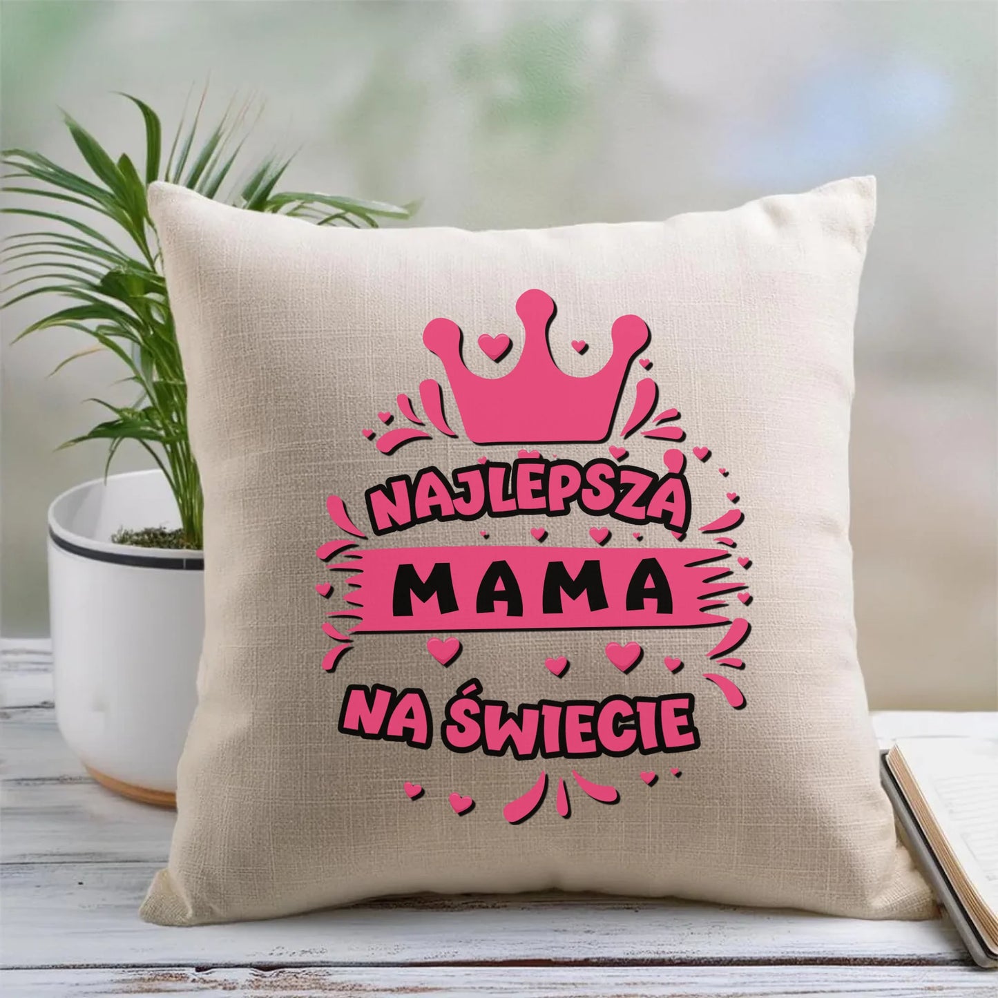 Lniana poduszka dla mamy prezent na Dzień Mamy