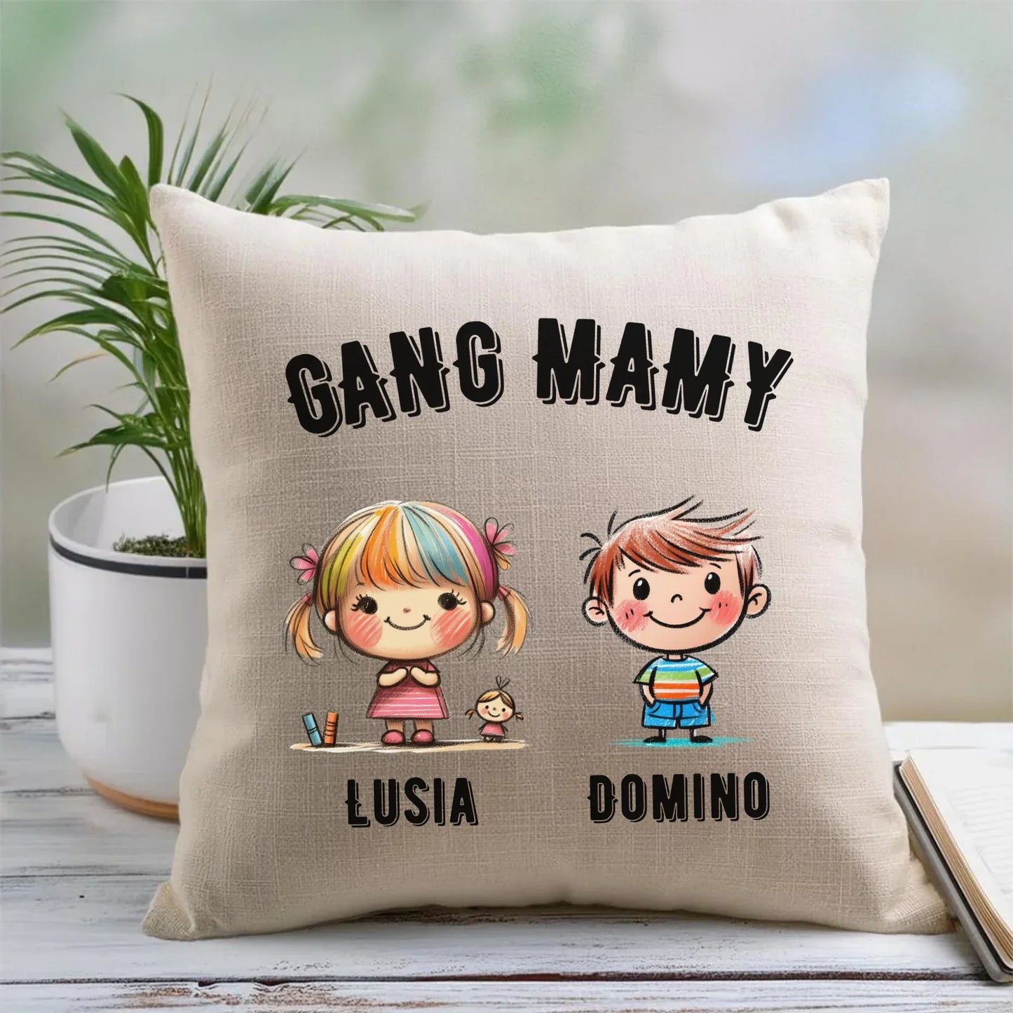 Gang Mamy imiona dzieci | Poduszka prezent na Dzień Matki DM09 - StoryCups.pl