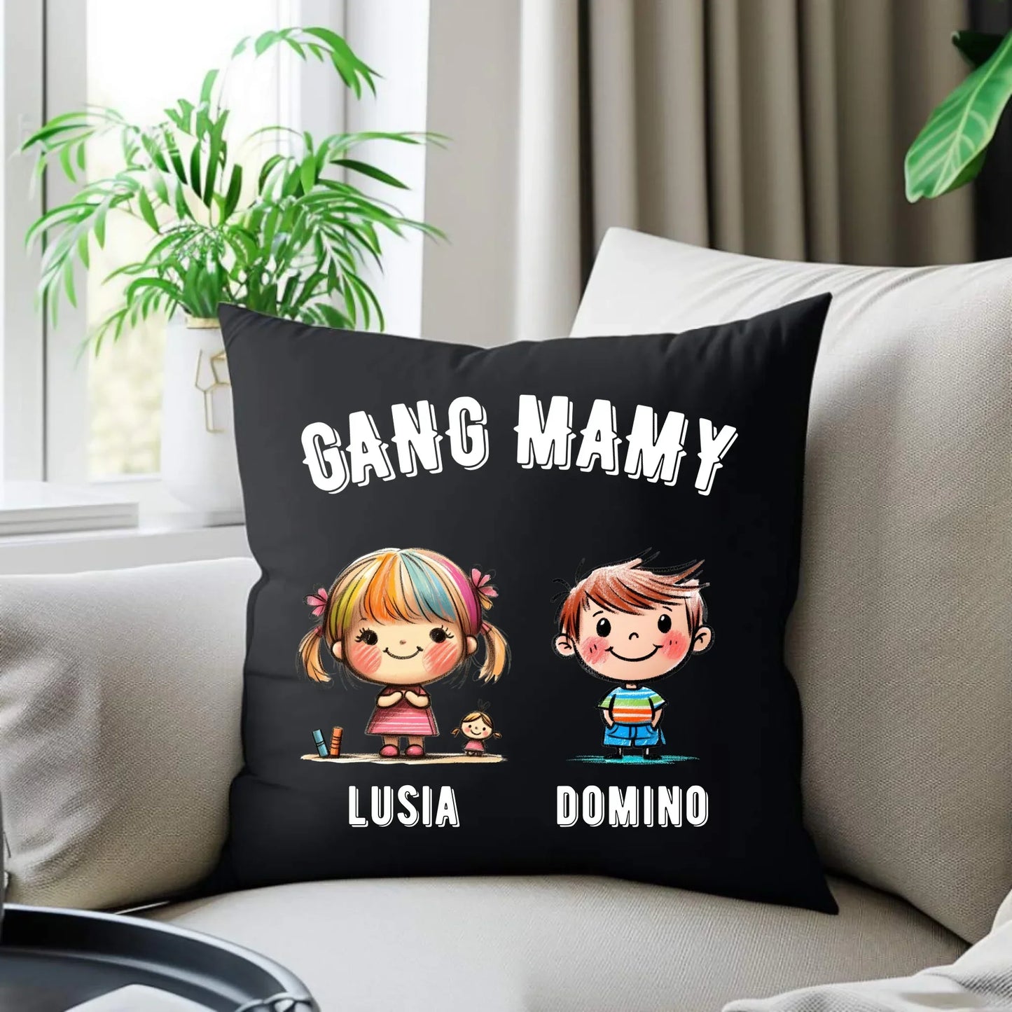 Gang Mamy imiona dzieci | Poduszka dekoracyjna prezent na Dzień Matki DM09 - StoryCups.pl
