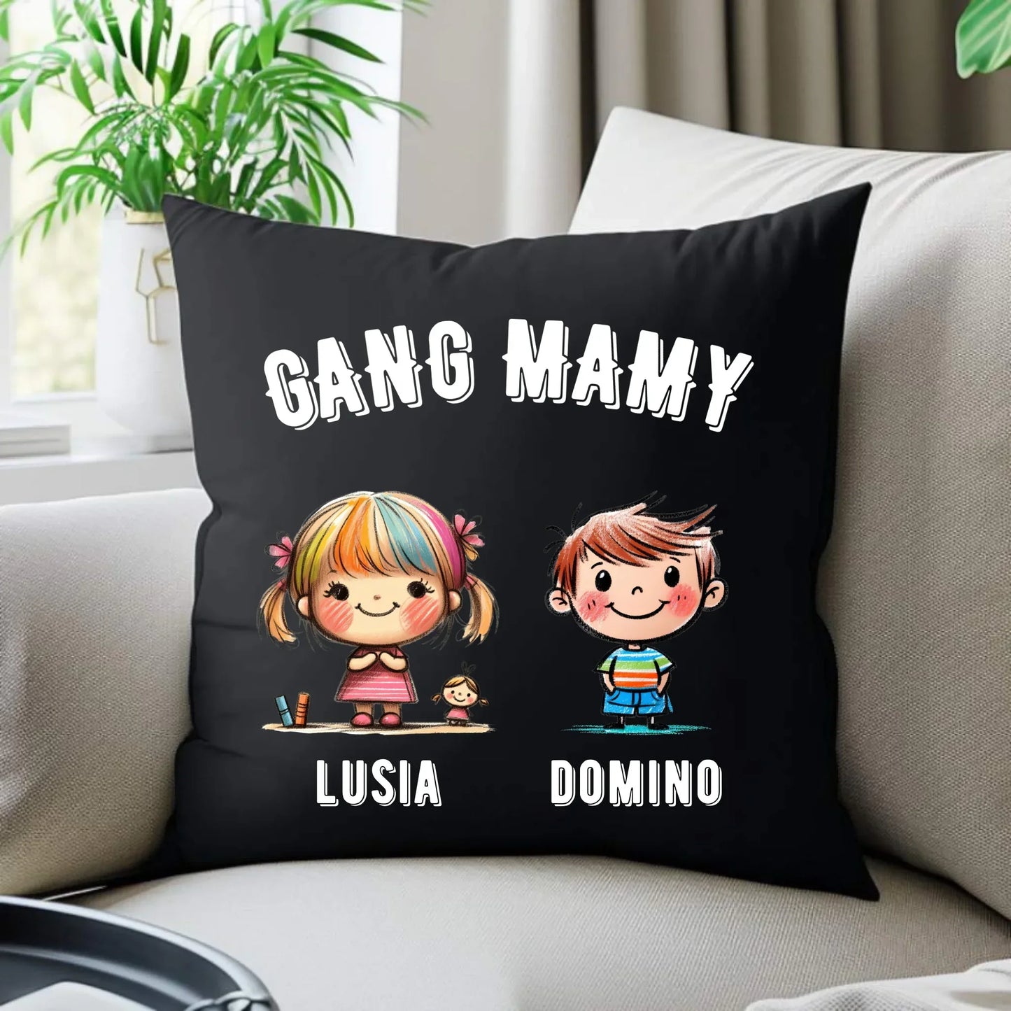 Gang Mamy imiona dzieci | Poduszka dekoracyjna prezent na Dzień Matki DM09 - StoryCups.pl