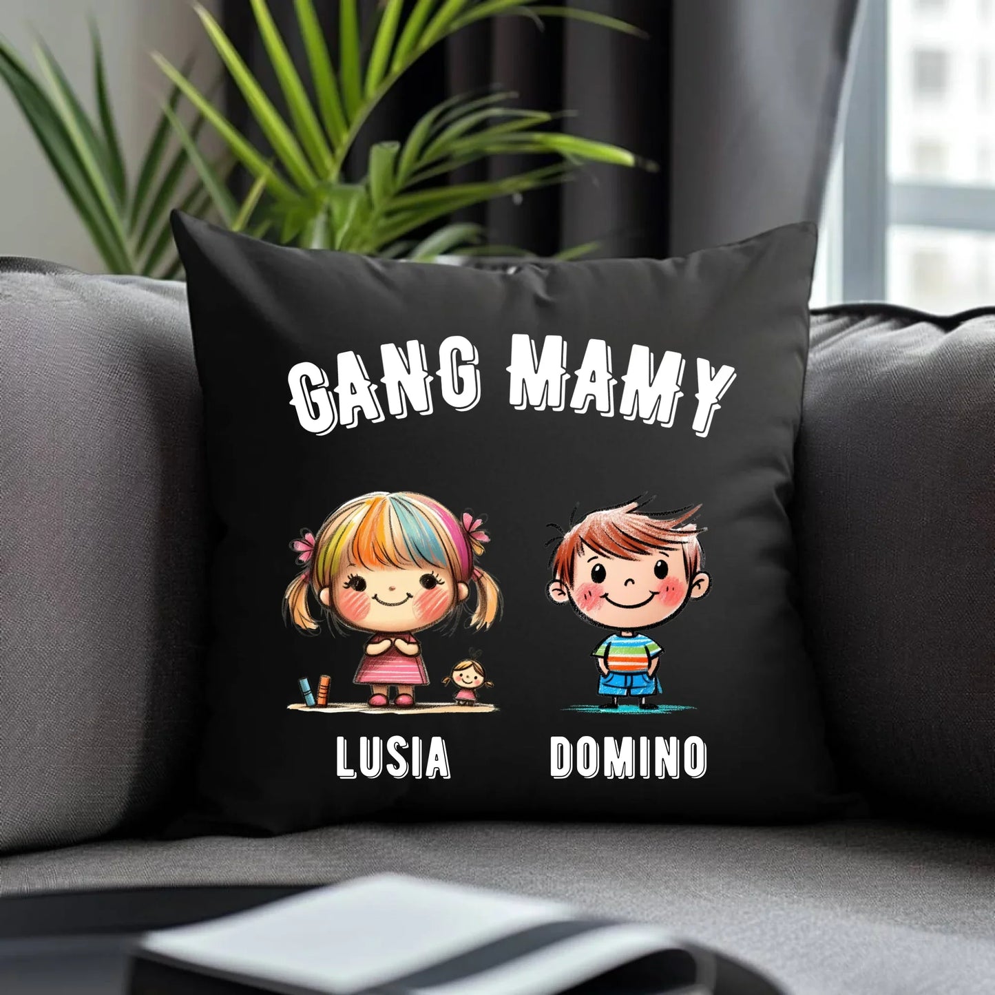 Gang Mamy imiona dzieci | Poduszka dekoracyjna prezent na Dzień Matki DM09 - StoryCups.pl