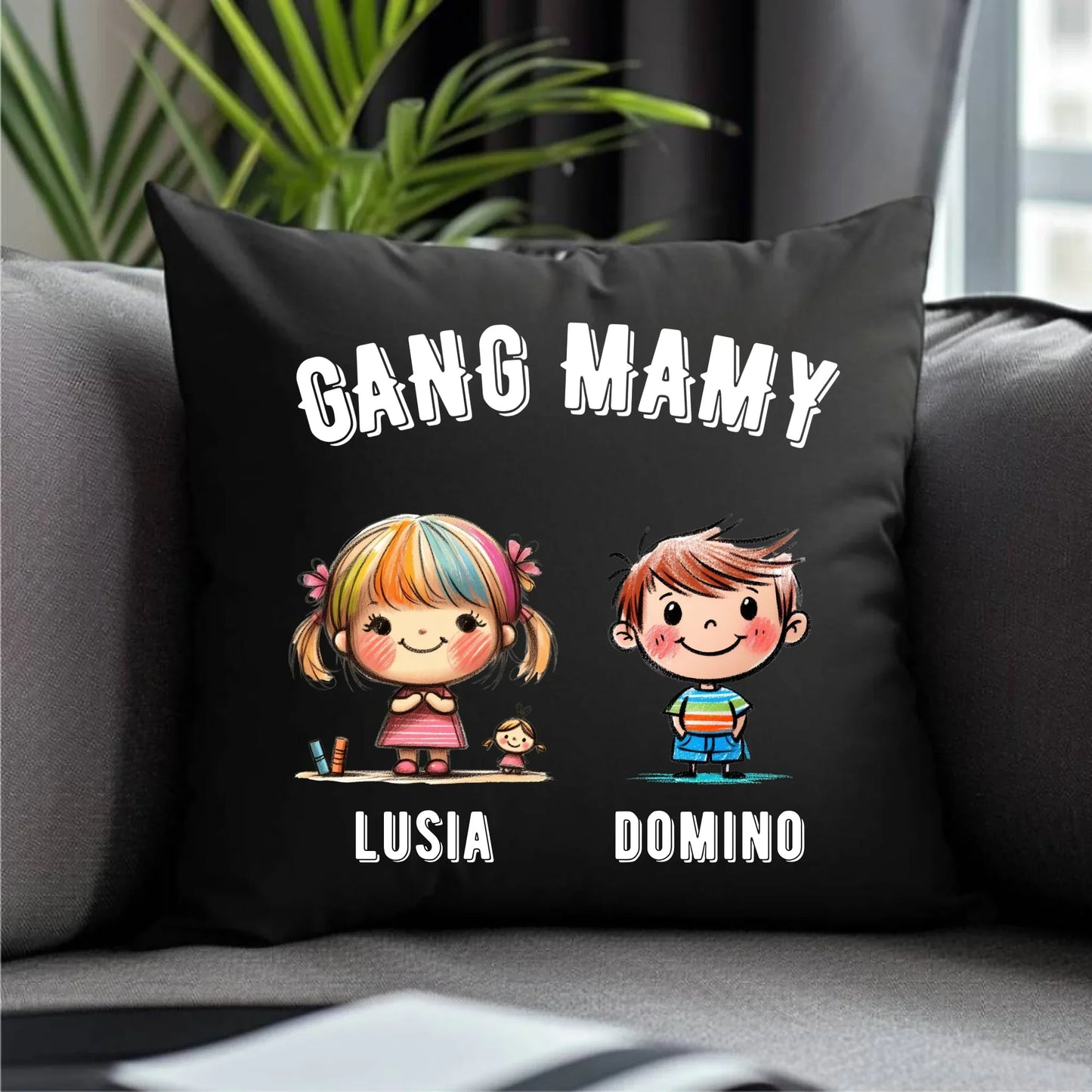 Gang Mamy imiona dzieci | Poduszka dekoracyjna prezent na Dzień Matki DM09 - StoryCups.pl
