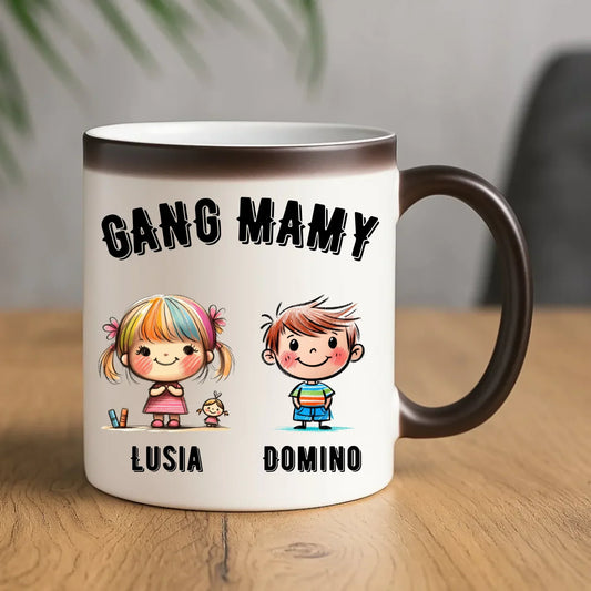 Gang Mamy imiona dzieci | Kubek magiczny prezent na Dzień Matki DM09 - StoryCups.pl
