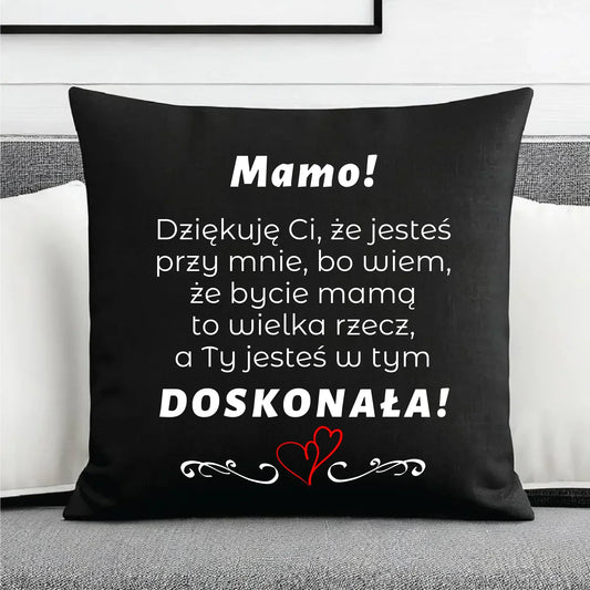Mamo jesteś doskonała | Poduszka dekoracyjna prezent dla mamy DM10 - StoryCups.pl