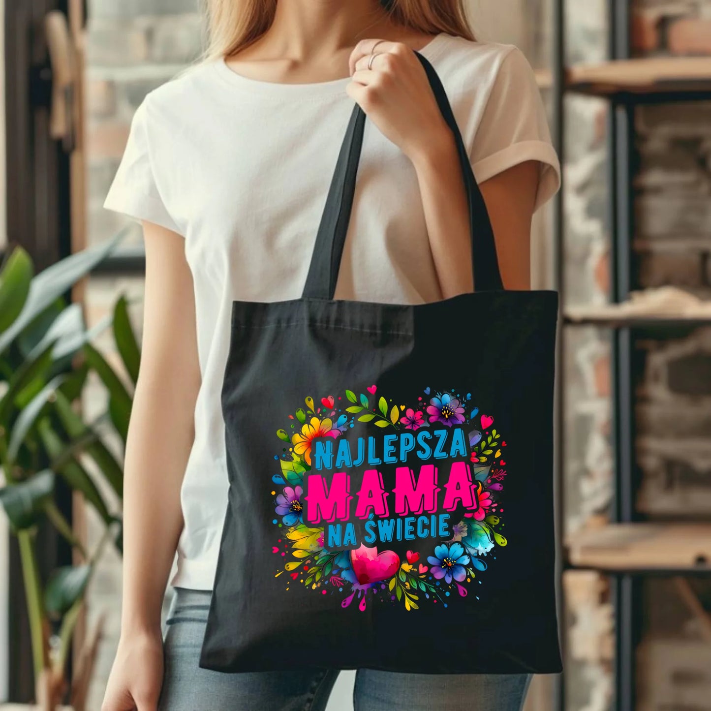 Czarna torba dla mamy upominek na Dzień Mamy