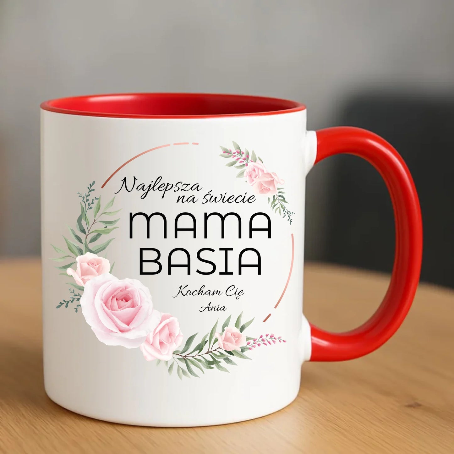 Personalizowany kubek dla mamy upominek na Dzień Mamy - czerwony