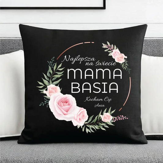 Najlepsza mama na świecie | Poduszka dekoracyjna prezent na Dzień Matki DM17 - StoryCups.pl