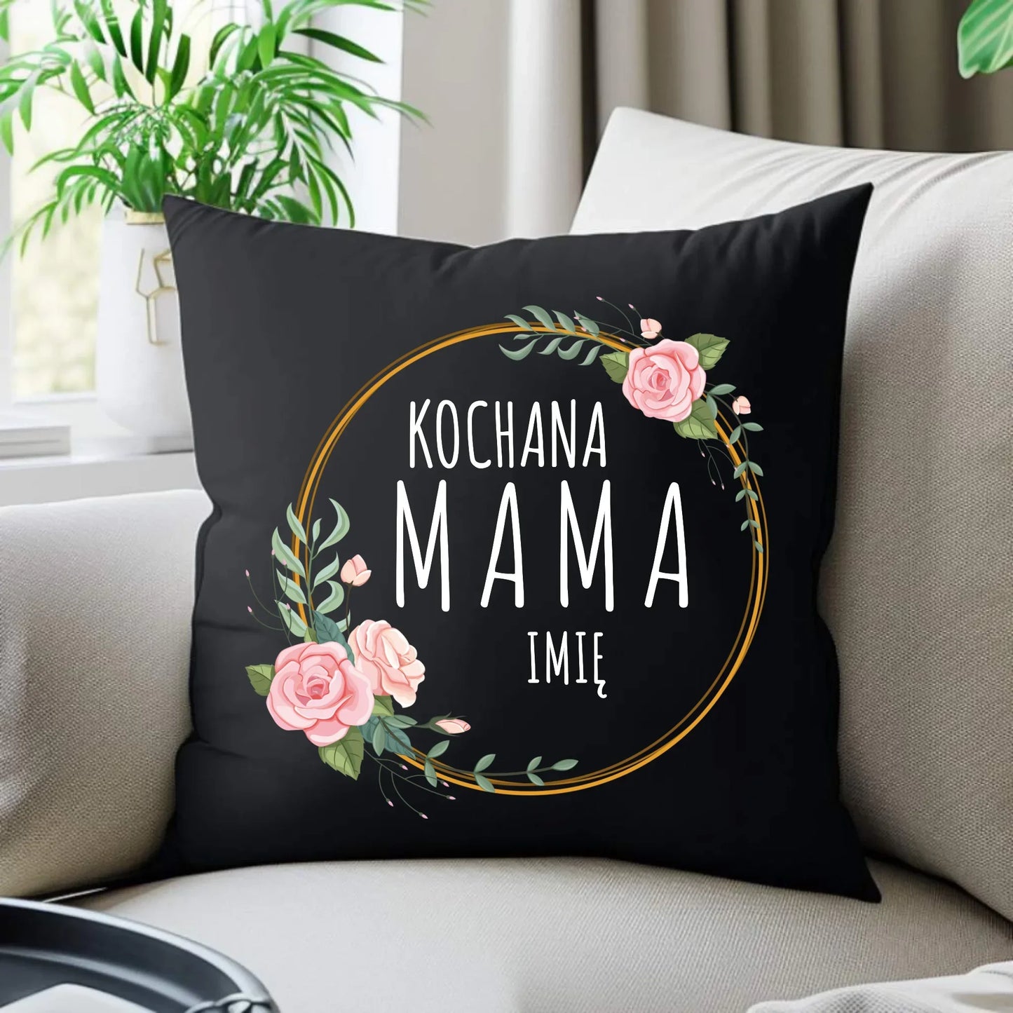 Kochana mama imię | Poduszka dekoracyjna prezent dla mamy DM20 - StoryCups.pl