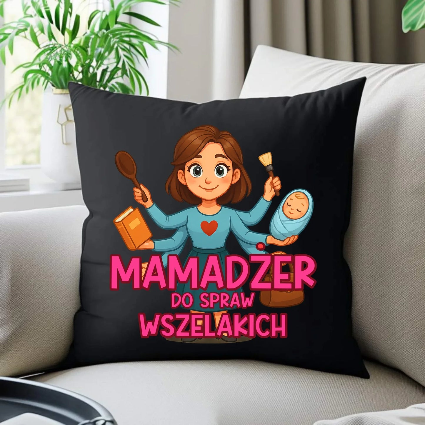 Mamadżer do spraw wszelakich | Poduszka dekoracyjna prezent dla mamy DM28 - StoryCups.pl