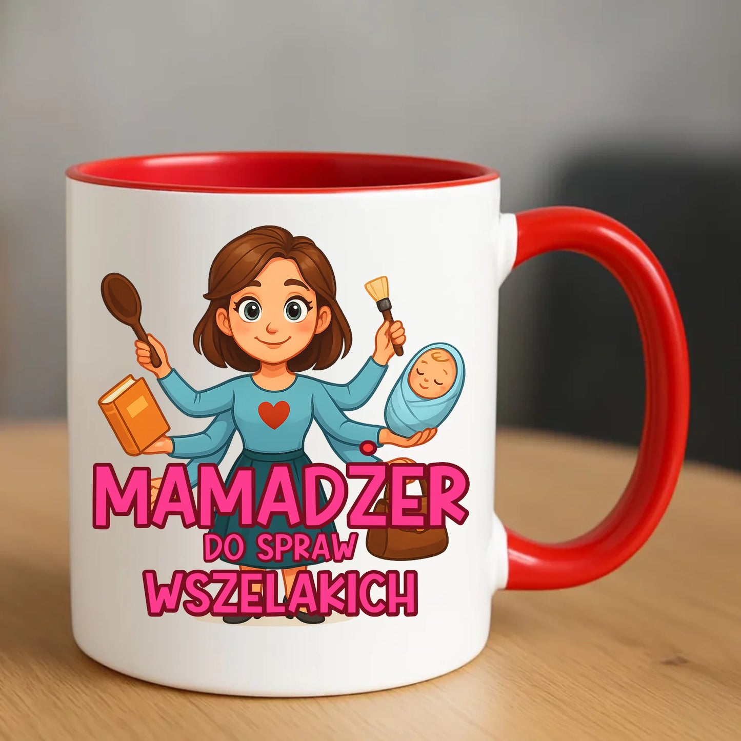 Personalizowany kubek dla mamy upominek na Dzień Mamy - czerwony
