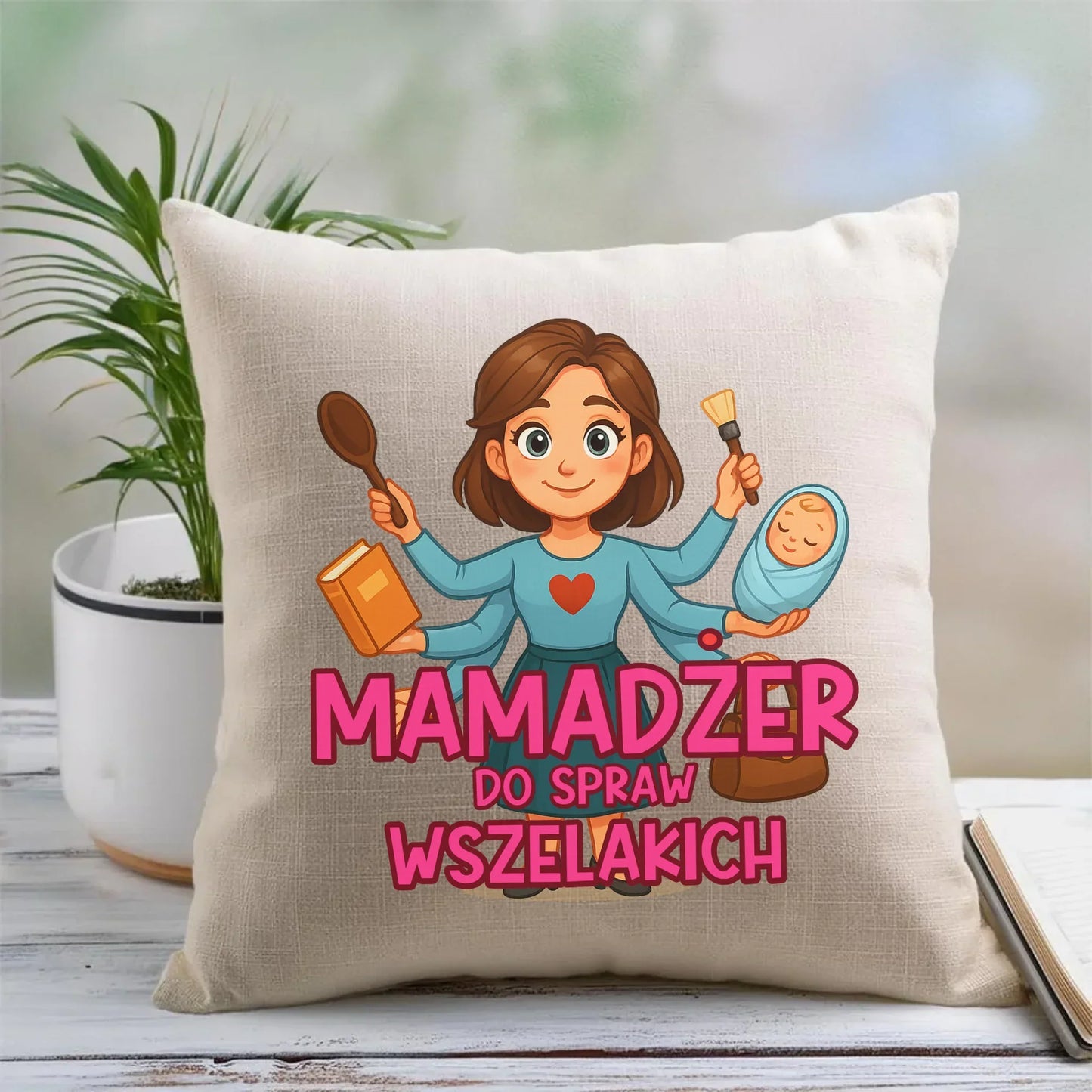 Mamadżer do spraw wszelakich | Poduszka prezent dla mamy DM28 - StoryCups.pl