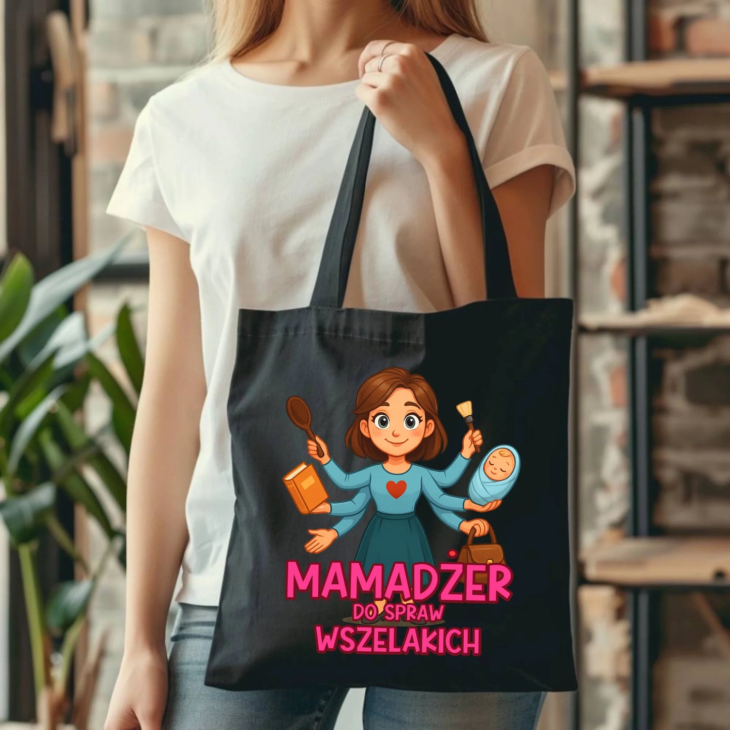 Czarna torba dla mamy upominek na Dzień Mamy