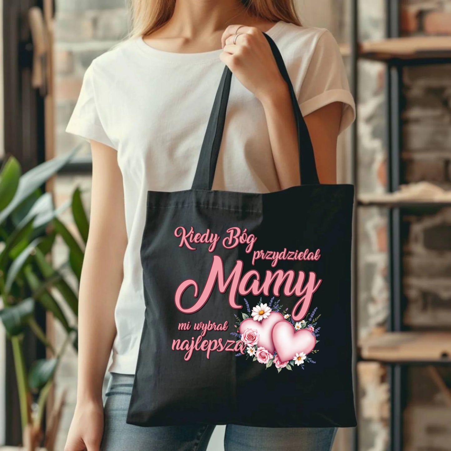 Czarna torba dla mamy upominek na Dzień Mamy