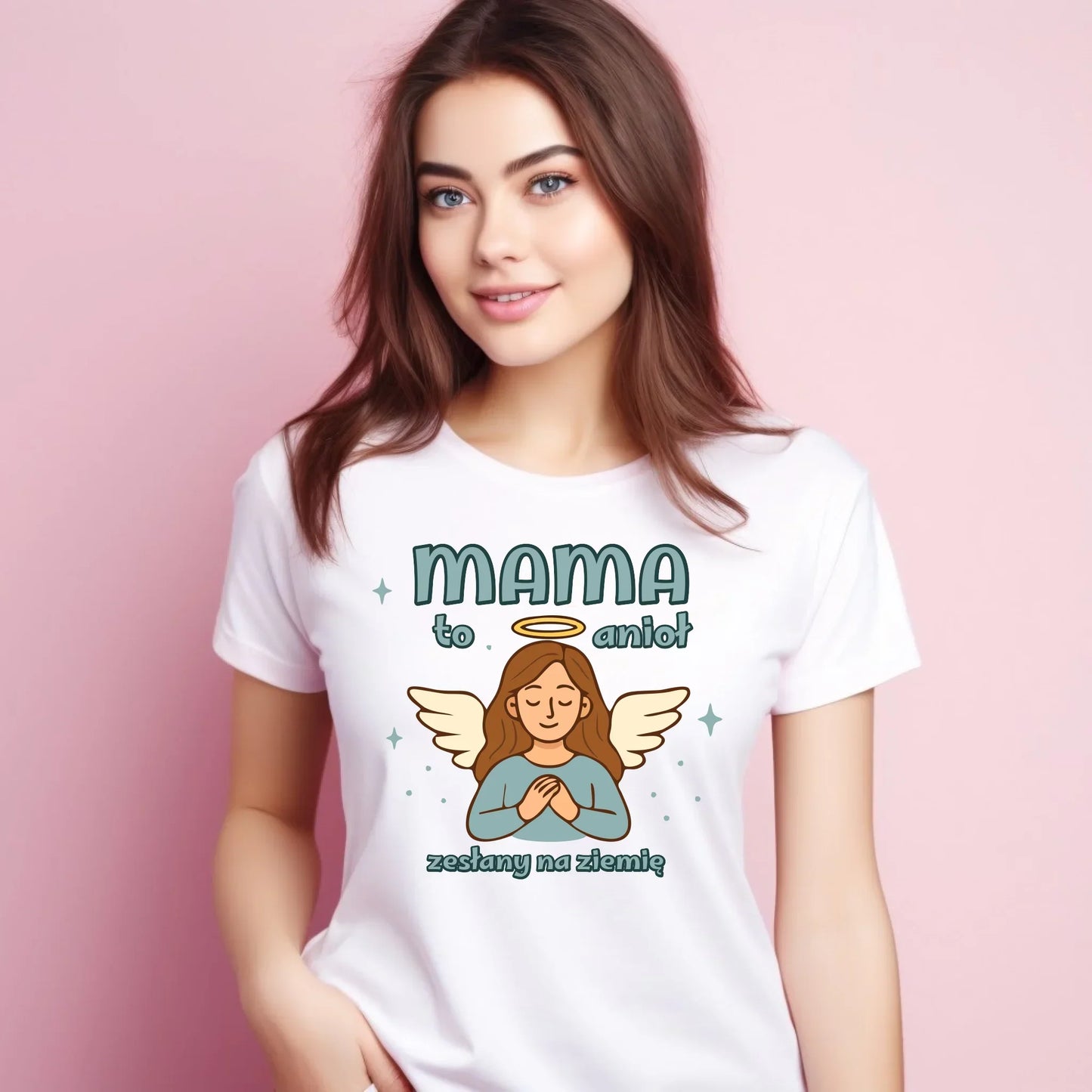 Mama to anioł zesłany na ziemię | Koszulka damska prezent dla mamy DM30 - StoryCups.pl