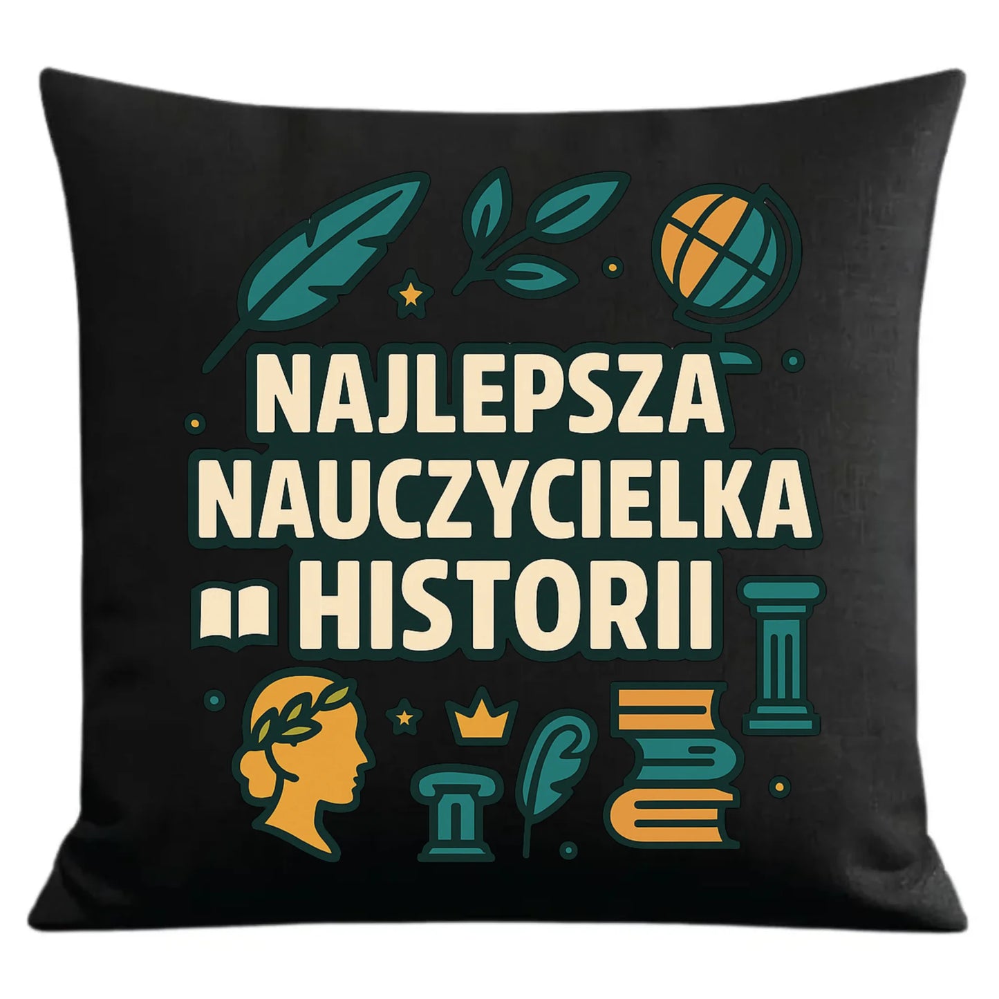 Prezent dla nauczyciela czarna poduszka dekoracyjna NAUCZYCIEL ZAKOŃCZENIE ROKU SZKOLNEGO